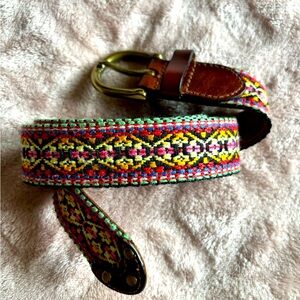 Lucky Brand Embroidered Leather Belt